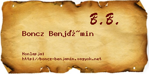 Boncz Benjámin névjegykártya